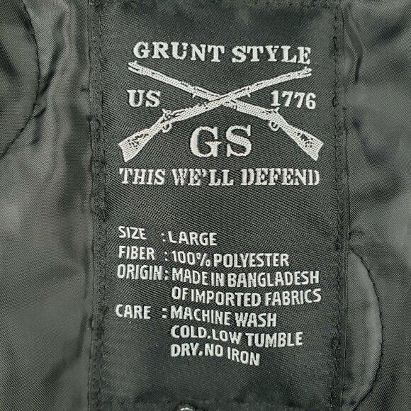 Grunt Style Jacket Men Large Puffer Full Zip Packable Black Hooded Quilted NWOT - Picture 2 of 12